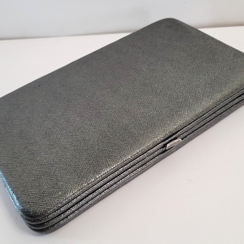 Halogen Metallic Leather Silver Clasp Wallet Clutch – Card Organizer